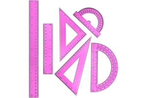 AUEFUDQ 1 juego de reglas de plástico para matemáticas, incluye transportador, reglas triangulares, regla recta de 12 pulgadas y 6 pulgadas, regla geométrica, regla transparente, herramienta de matemáticas