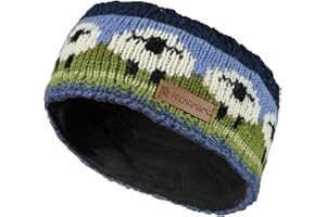 Pachamama Damen-Ohrwärmer aus Wolle, mit Fleece gefüttert, handgestrickt, niedliches Schaf, mehrfarbig, Einheitsgröße, handgefertigt, Fair Trade