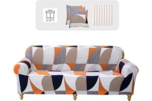 Lydevo Housse de Canapé 2 Place Housse Canapé Extensible avec Accoudoir avec 2 Housses de Coussin Couverture de Canapé Élastique Universelle Antidérapante Revêtement de Canapé(2 Places,Géométrie)