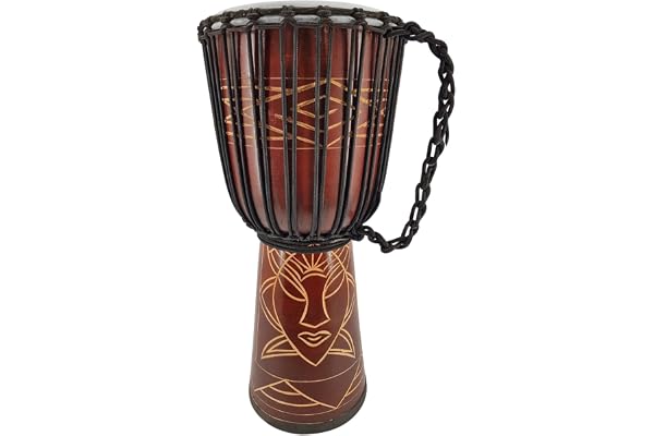 Djembé professionnel 60cm Bongo Drum Tambour d'autobus Percussion Afrique Sculpture - (Très bon tambour pour les batteurs exigeants)