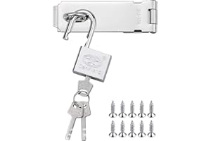 TDDL Cerrojo de candado de 5 pulgadas resistente y pestillo de puerta de cobertizo de grapas con candado para puerta, ventana, armario, jaula de mascotas, accesorios de montaje