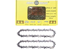 SAND DR BRUSH Cadena de sierra para recargable Mini motosierra 4 Pulgadas 2pcs，Paso 1/4"，Calibre 0.043”(1.1mm)，Número 28DL，longitud de cadena 18cm，Guía 13cm， Cadena de repuesto para Tesouras de podar