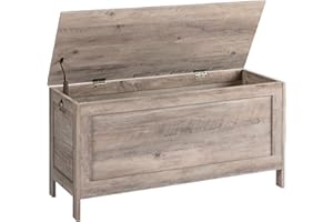 HOOBRO Cassapanca, Panca Portaoggetti con Cernieri di Sicurezza, Poggiapiedi, Coperchio Sollevabile, Porta Giocattoli, Baule per Giocattoli, Sgabello, 100 cm, Greige EBG100CW01