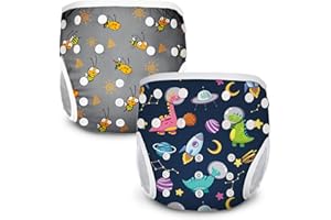 JUNUNDJING Pannolino da Nuoto (2 Pezzi Costumino), Costume Pannolino Lavabili, Impermeabile Pannolino Piscina (0-3 Anni), Piscina Neonato, Costume Pannolino Neonato(Grigio Scuro e Blu Scuro)