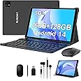 FLYCOAY Tablets 10 inch Tablet Android 14, Octa-Core Processor, 36GB RAM+128GB ROM, 1TB Expand, 5G WiFi, INCELL FHD, Dual Camera/Bluetooth 5.0/Face ID,Tablet with Keyboard+Mouse+Case+Pen-Black