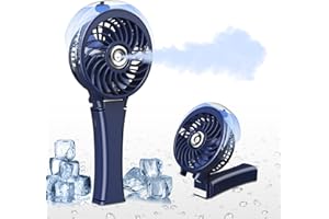 EMNY Urmaxs Mini Ventilateur de Brumisation, Ventilateur USB avec Batterie 3000mAh, Ventilateur à main avec réservoir d'eau de 40 ml, Ventilateur de pulvérisation pour la Maison, le Bureau, les Voyages