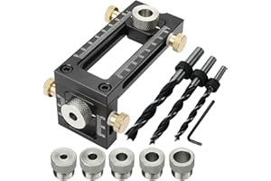 WOWLELA Woodworking Doweling Jig, 2-in-1 Adjustable Woodworking Drilling Puncher Locator Dowel Drill Guide Kit, 6/8/10/12mm Hole Drilling Positioner, Punch Locator Pocket Hole Jig Kit for Carpentry