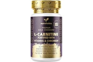 EUPHORIA BLISS L-Carnitine Capsules 3000mg - L-Carnitine Formula with Vitamins D & B - High Strength L-Carnitine Tartrate Supplement – 120 Vegan Tablets – Supports Energy, Metabolism, & Reduces Tiredness & Fatigue