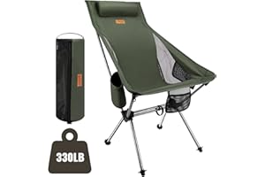 MATEPROX Składane krzesło kempingowe z wysokim oparciem, wytrzymałe, przenośne krzesło kempingowe, nośność 150 kg, luksusowe składane krzesło kempingowe dla dorosłych na zewnątrz, piknik, wędkowanie,