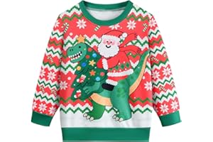 DHASIUE Boy Girl Unisex Christmas Jumper 3D Printed Kids Xmas Sweater Reindeer Elf Sweatshirt Pullover 3-10 Years
