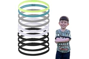 ZHONGSHUANG 10PCS Boys Headband For Kids,Kids Headbands,Elastic Boys Hair Band,Sports Headband Kids,Non Slip Sports Headband Set,Silicone Grip Sport Hair Band For Yoga Football Running For Women Men(Multicolour)