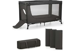 Kinderkraft Joy Light Cuna de Viaje, Parque Cuna bebé Desde Nacimiento hasta 25 kg, Plegado rápido y fácil, Entrada Lateral, Bolsa de Viaje, Gris