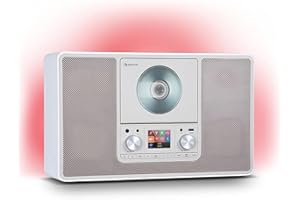 Auna Portable DAB Radio CD Player for Home, FM/DAB/DAB+ Radio with Bluetooth + AUX, Stereo System, TFT Display, Remote Control, Alarm Clock, MP3 & Streaming, LED Wall Mount DAB Radio Mains Powered