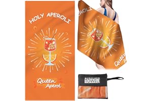 Aperol Spritz stor badhandduk 90 x 180 cm, strandhandduk i 85 % polyester med bärväska, lätta och snabbtorkande handdukar för