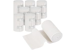 Fefod 8 stycken premium elastiska bandage, 7,5 cm x 4,5 m universella bandage med extra metallklämmor, kompressionsband, elastiskt bandage, töjbart fixeringsband för fotledsstöd, arm eller ben