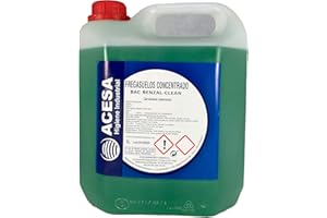 ACESA - Fregasuelos Concentrado Bac Benzal-Clean con AMONIOS CUATERNARIOS de uso Profesional y Doméstico. Para todo tipo de Superficies. Formato industrial 5 Litros.