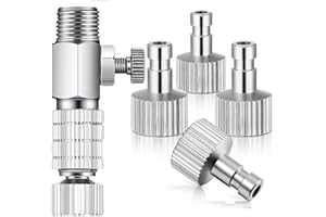 APSTOUR Airbrush Quick Coupler Quick Release Adapter Connecter 1/8" for Badger Airbrush with 5 Male Fitting Airbrush Quick Release Coupling Disconnect Adapter Kit (5pcs Adjustable Airbrush Kit)