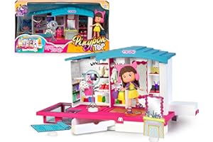 Pinypon TOP Style Closet, Vestidor con Ropa, Zapatos y Accesorios para Crear Outfits, Incluye Figura Articulada de Brazos y Piernas con Doble Cara y Decoración, +4 años, Famosa (PNN04000)