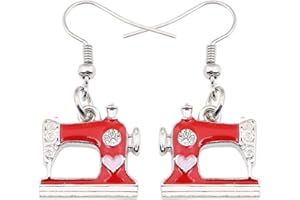 DUOWEI Sewing Machine Earrings Metal Enamel Drop Dangle Fashion Spring Summer Jewelry Gifts for Women Teens Girls