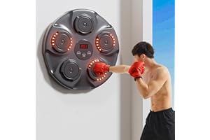 YPINKZ Máquina De Boxeo Musical De Pared, Objetivo De Reacción De Boxeo,Luz LED con Guantes De Boxeo, para Entrenamiento En Casa/liberación De Estrés (Color : Boxing Machine+Black Glove)