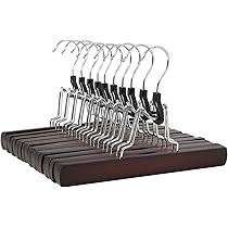 PORTENTUM houten kleerhangers, 20 Stuks, Natuurlijke kleur - 360° Draaibare Haak, Inkepingen voor jurken en blouses, Antislip broeklat voor broeken, Geschikt voor pakken, overhemden, jasjes
