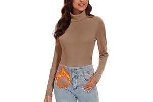 WOWENY Thermo Rollkragenshirt Damen Gerippt Rollkragenpullover Warm Ribbed Langarmshirt mit Stehkragen Elegant Rolli Langarm Bequem