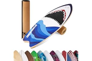 BoarderKING Balance Board Wave - Tavola di Equilibrio per Surf e Skate Indoor, Tavola Propriocettiva per NeuroMuscular Response Training, incl. Tappetino Protettivo