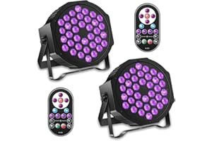 DELIBANG 2PCS UV Black Lights 36 LED Par Light with Remote DMX Controlled Spotlight for Halloween Party Glow Fluorescent DJ Disco Wedding Christmas Stage Lighting Shows