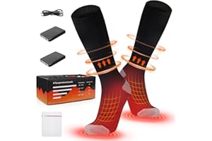Beedove Beheizbare Socken, Beheizte Socken mit Akku 5000mAh Damen Herren, Neueste Wiederaufladbare Heizsocken, 65℃ Fußwärmer für Außen Innen, Skisocken für Winter Camping Jagd Skifahren