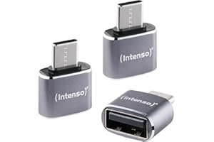 Intenso Adapter USB-A zu USB-C (A480C) 3 Stück, 480 Mbit/s High-Speed USB 2.0, OTG, Aluminium, Grau