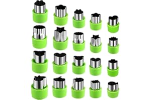 Joyoldelf 8 pcs grandes cortadores de galletas de acero inoxidable y 12 pcs pequeños cortadores de verduras con mango protección,antideslizante para de forma segura personalización para repostería