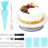 MFUSUL Cake Turntable, Rotating Stand, Cake Tray, Baking Supplies Kit with Scrapers, Spatulas, Pastry Sleeves and Accessories