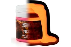 SpaceBeams Pintura Nebula que Brilla en la Oscuridad (50 ml). Color Rosa con Brillo Anaranjado. No es Tóxico. Composición a Base de Agua