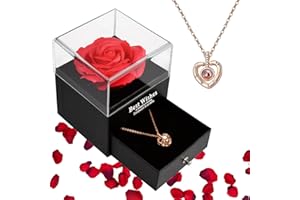 PASDTFB Regalos Originales para Mujer Rosa Eterna Regalo Cumpleaños Mujer Rosa Preservada con Amor Flores Preservadas Hecha a Mano con Caja de Joyería Regalo Cumpleaños Madre Amiga Novia Abuela Aniversario