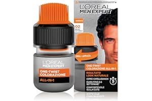 L'ORÉAL PARIS L’Oréal Paris Men Expert Colorazione Uomo One-Twist All-in-One, Risultato naturale, Applicazione facile e veloce, Bruno Naturale (02)