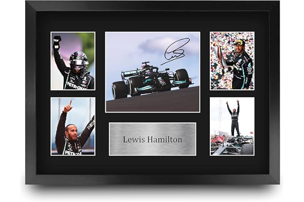 HWC Trading FR A3 Lewis Hamilton Cadeaux imprimés photo autographe signée pour les fans de Formule 1 - A3 Encadré