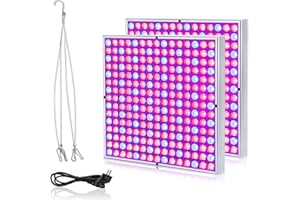 NAIZY Zestaw 2 świateł wzrostu roślin 45 W z 225 diodami LED, pełnego spektrum czerwono-niebieskiego, przewód 1,5 m, do ogrodu wewnętrznego, wisząca lampa wzrostu, 310 x 35 mm