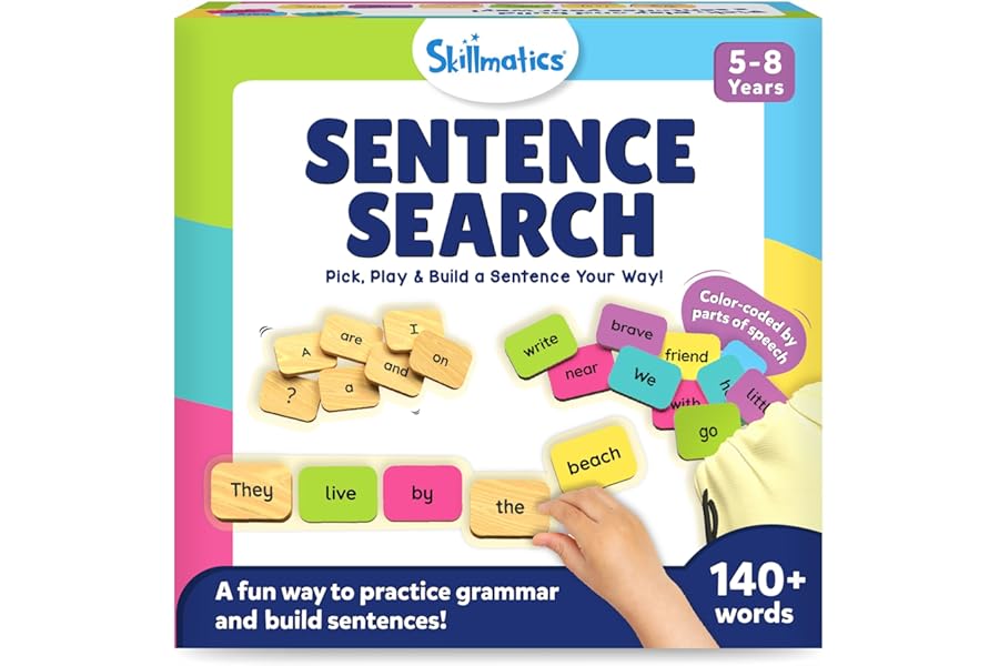 Skillmatics Educational Board Game - Sentence Search, Fun Learning Toys and Games for Kids, Sentence Building Activity, Creative Word Play, 120+ Tiles (1.3 x 1 Inches), Gifts for Ages 5, 6, 7, 8