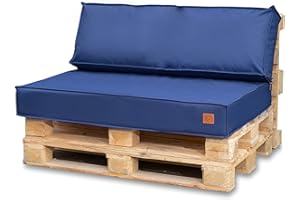 Bielik Coussin Palette 120x80 Set pour Palette, Impermeable Coussin pour Salon de Jardin UE, Complet pour Meuble Palette, 2 Pièces: L'assise 120x80cm + Coussin 120x40cm, Bleu foncé
