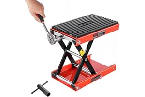VEVOR Sollevatore per Moto, Altezza di 105-380 mm Cavalletto di Sollevamento per Moto con Ampio Ponte, Martinetto a Forbice per Moto in Acciaio per Impieghi Gravosi con Cricchetto e Manovella per ATV