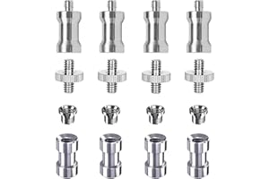 Homeet Pack of 16 Inch Screws for Tripods, Camera Screw Inch 1/4 Inch to 1/4 Inch Camera Threaded Screw Adapter Screw, with 1/4 Inch to 3/8 Inch Nut for Ball Head/Tripod/Quick Release Plate