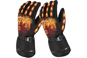 RHESHIN Gants Chauffants d'hiver Électriques Chauds d'hiver Imperméables avec Fonction d'écran Tactile Gants Thermiques pour Cyclisme Pêche Chasse Ski Randonnée Hommes Femmes