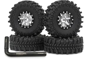 HOBBYSOUL Pneumatici regolabili offset 1.0, 61 x 22,4 mm morbidi adesivi 1.0 pneumatici e offset negativo 1.0 Beadlock ruote cerchi per RC Mud Crawler 1:24 SCX24 e 1/18 TRX4M aggiornamenti