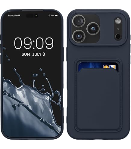 Custodia IPhone 17 Pro Con Portacarte – Cover Antiurto In TPU Trasparente, Ultra Sottile Con Protezione Fotocamera, Blu Scuro