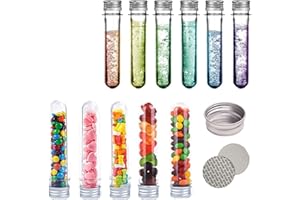 BUYGOO Provette Plastica Portaconfetti 15PZ Provette Plastica Trasparente con Tappi in Alluminio 40ml Porta Confetti Provette Trasparente per Bomboniere Laurea Matrimonio Battesimo Nascita, 140x25mm