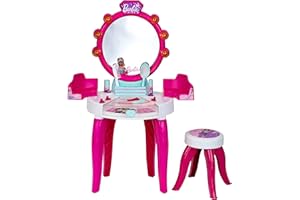 Theo Klein 5328 Salon de beauté Barbie avec effets sonores et lumineux Rangements pivotants Avec accessoires de coiffure Pour enfants à partir de 3 ans