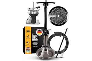 M. ROSENFELD Set Narghile Completa Kit Black Shisha Protos Con Connettore E Adattatore, Con Tubo In Acciaio Inox E Diffusore, Professinale, Piccola 75cm