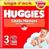 Huggies Little Movers Baby Diapers with Disney Designs Size 3 (4-9 kg), Skin Comfort 24/7, 3 Packs of 56, Total 168 Diapers