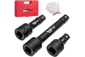 Toolwiz 1'' Socket Extension Set 4'', 6'', 10'' (3 Piece) Cr-Mo Steel, 1 inch Drive Extension Bar for Mechanical Equipment Repair, Organized in PVC Box - Impact Extension Set & Socket Extension Bar