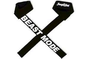 JUNGLEWOD Jungle WOD Straps de Levantamiento de Pesas - Correas de Levantamiento para Mejorar tu Agarre en Halterofilia, Powerlifting, Gimnasio, Crossfit. Soporte Acolchado y Diseño Beast Mode.